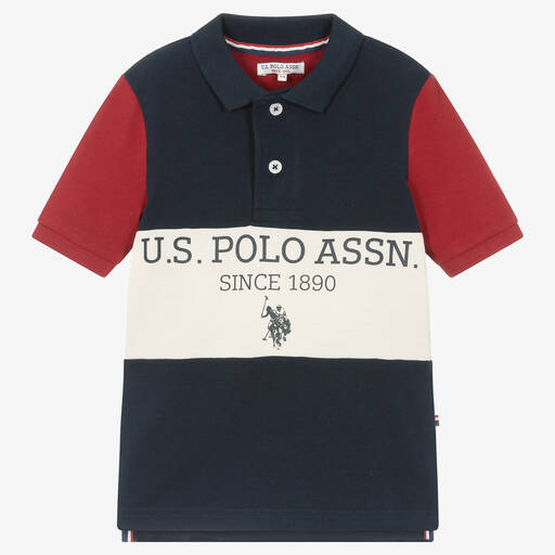 U.S. Polo Assn.-Boys Navy Blue Colourblock Polo Shirt | Childrensalon Outlet