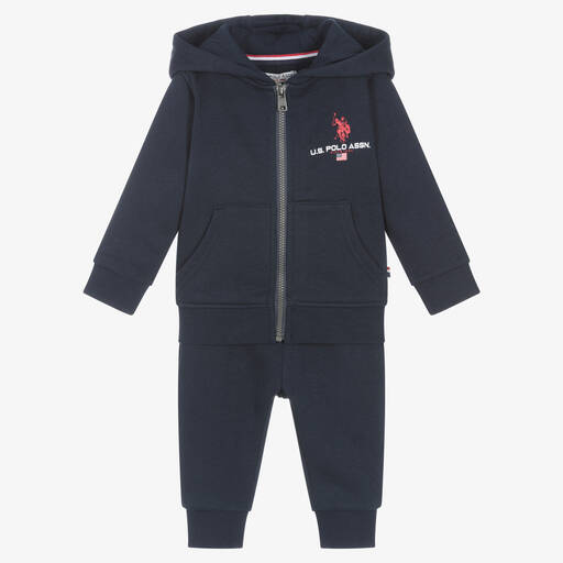 U.S. Polo Assn.-Boys Navy Blue Hooded Tracksuit | Childrensalon Outlet