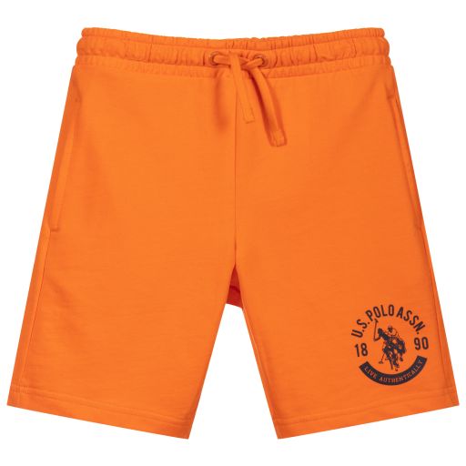 U.S. Polo Assn.-Boys Orange Cotton Logo Shorts | Childrensalon Outlet