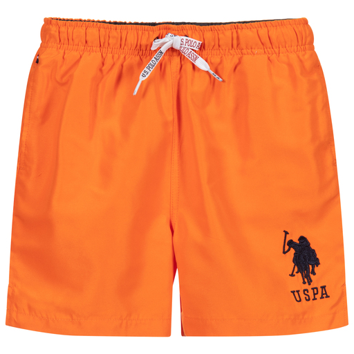 U.S. Polo Assn.-Boys Orange Logo Swim Shorts | Childrensalon Outlet