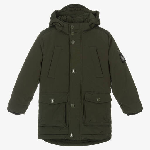 U.S. Polo Assn.-Boys Padded Hooded Green Coat | Childrensalon Outlet