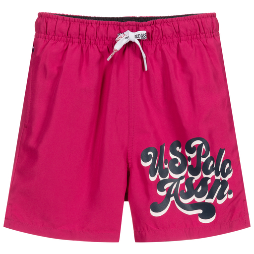 U.S. Polo Assn.-Boys Pink Logo Swim Shorts | Childrensalon Outlet