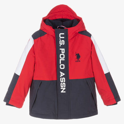 U.S. Polo Assn.-Boys Red & Blue Hooded Jacket | Childrensalon Outlet