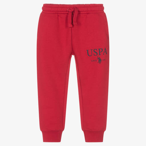 U.S. Polo Assn.-Boys Red Cotton Logo Joggers | Childrensalon Outlet