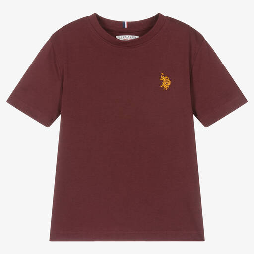 U.S. Polo Assn.-Boys Red Cotton Logo T-Shirt | Childrensalon Outlet