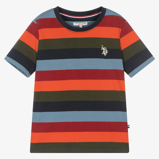 U.S. Polo Assn.-Boys Red & Navy Blue Striped T-Shirt | Childrensalon Outlet