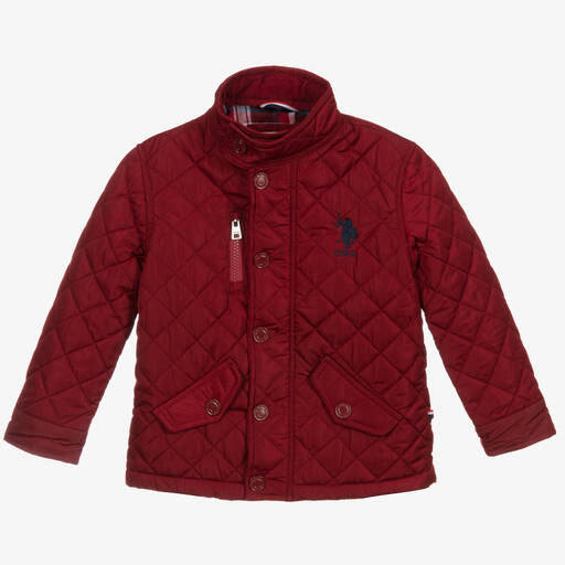 U.S. Polo Assn.-Boys Red Quilted Jacket | Childrensalon Outlet