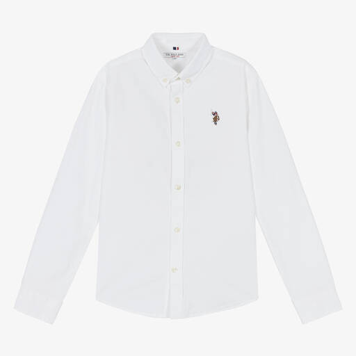 U.S. Polo Assn.-Boys White Cotton Shirt | Childrensalon Outlet