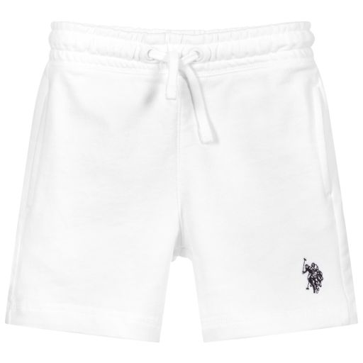 U.S. Polo Assn.-Boys White Jersey Logo Shorts | Childrensalon Outlet