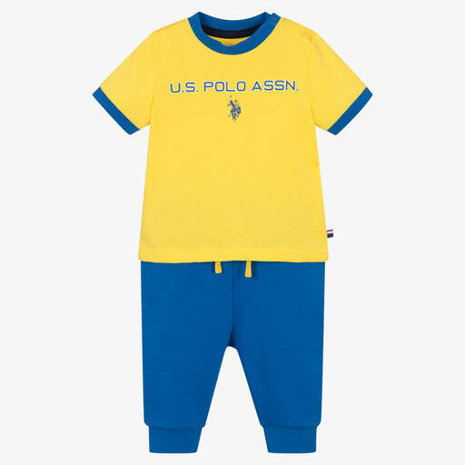 U.S. Polo Assn.-Boys Yellow & Blue Trouser Set | Childrensalon Outlet