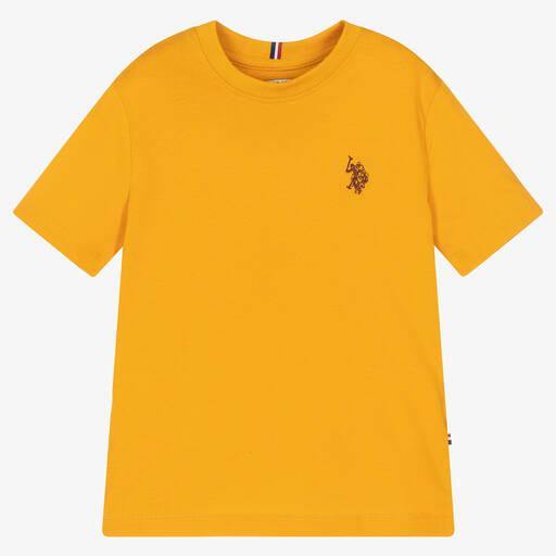 U.S. Polo Assn.-Boys Yellow Cotton Jersey Logo T-Shirt | Childrensalon Outlet