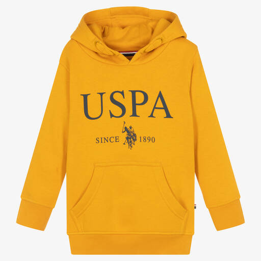 U.S. Polo Assn.-Boys Yellow Cotton Logo Hoodie | Childrensalon Outlet