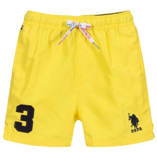 U.S. Polo Assn.-Boys Yellow Logo Swim Shorts | Childrensalon Outlet