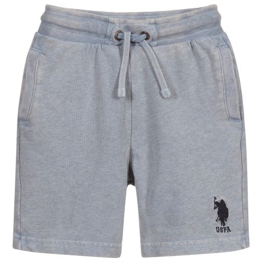 U.S. Polo Assn.-Faded Blue-Grey Logo Shorts | Childrensalon Outlet