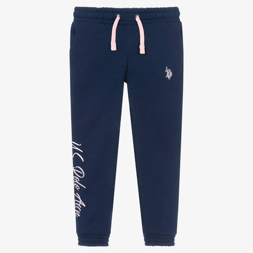 U.S. Polo Assn.-Girls Blue Cotton Joggers | Childrensalon Outlet