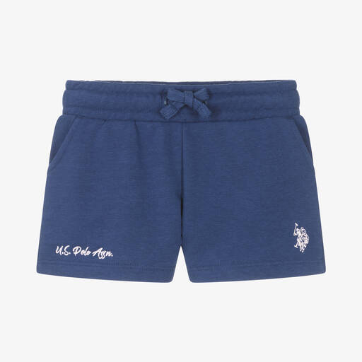 U.S. Polo Assn.-Girls Navy Blue Logo Jersey Shorts | Childrensalon Outlet