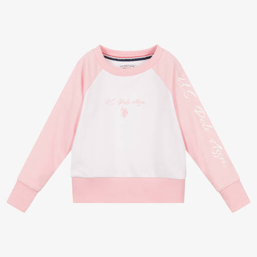 U.S. Polo Assn.-Girls White Cotton Sweatshirt | Childrensalon Outlet