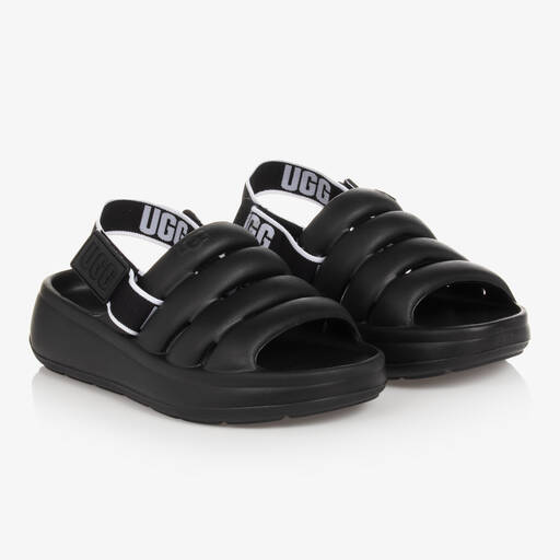 UGG-Black Logo Strap Sandals | Childrensalon Outlet