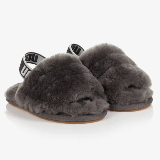 UGG-Graue Schaffell-Pantoletten (M) | Childrensalon Outlet