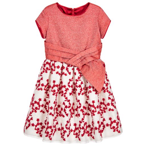 ValMax-Robe Fille Brodée Rouge  | Childrensalon Outlet