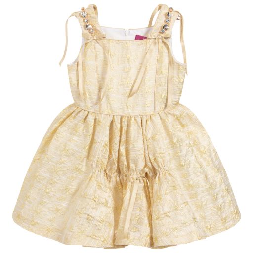 ValMax-Girls Gold Jacquard Dress | Childrensalon Outlet