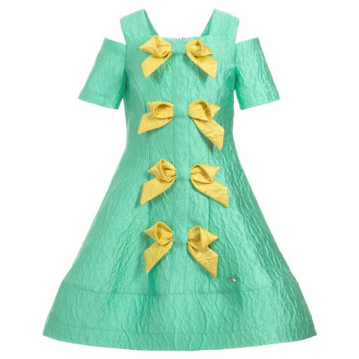 ValMax-Girls Green Silk Blend Dress | Childrensalon Outlet