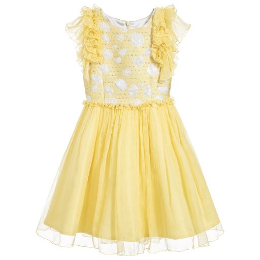 ValMax-Yellow Silk Chiffon Dress  | Childrensalon Outlet