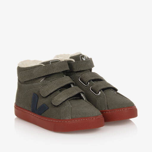 VEJA-حذاء رياضي جلد شامواه لون أخضر للأولاد | Childrensalon Outlet