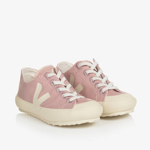 VEJA-Girls Pink & Ivory Canvas Flip Trainers | Childrensalon Outlet