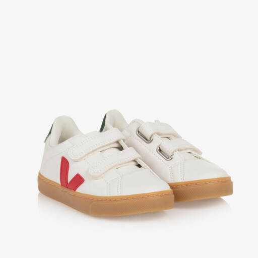 VEJA-White & Red Leather Esplar Trainers | Childrensalon Outlet
