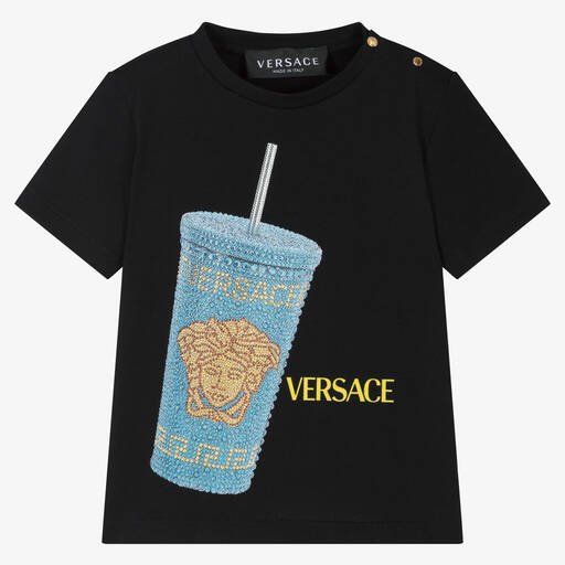 Versace-Baby Boys Black Cotton Medusa T-Shirt | Childrensalon Outlet