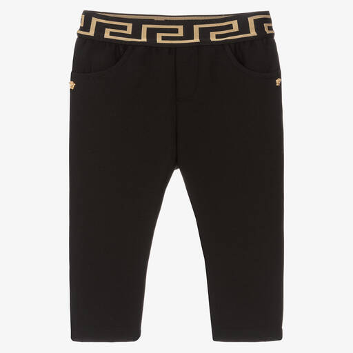 Versace-Черные брюки с принтом Greca | Childrensalon Outlet