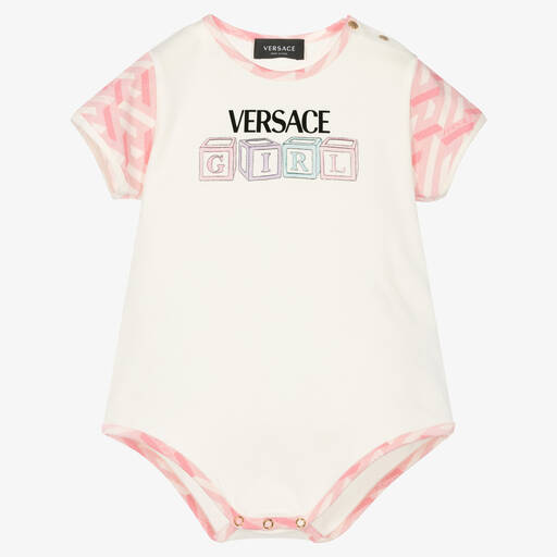 Versace-Baby Girls Greca Logo Bodyvest | Childrensalon Outlet
