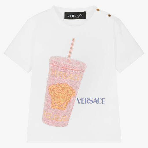 Versace-Baby Girls White Cotton Medusa T-Shirt | Childrensalon Outlet