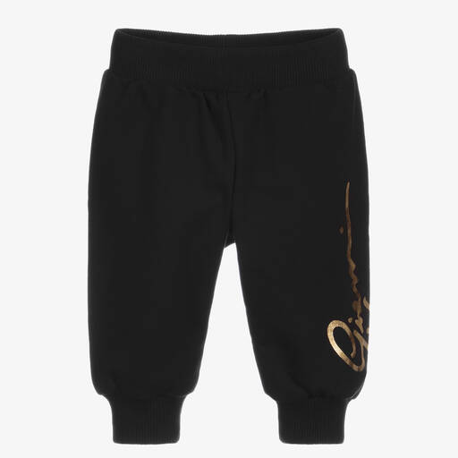 Versace-Черные спортивные брюки из хлопка с логотипом | Childrensalon Outlet