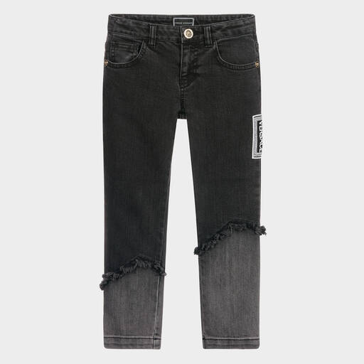 Versace-Black Denim Logo Jeans | Childrensalon Outlet