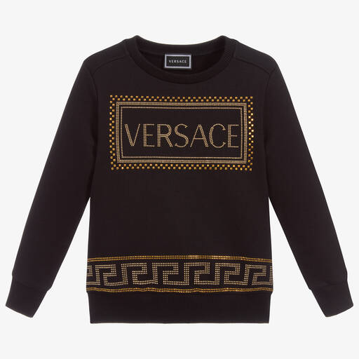 Versace-Black & Gold Stud Sweatshirt | Childrensalon Outlet