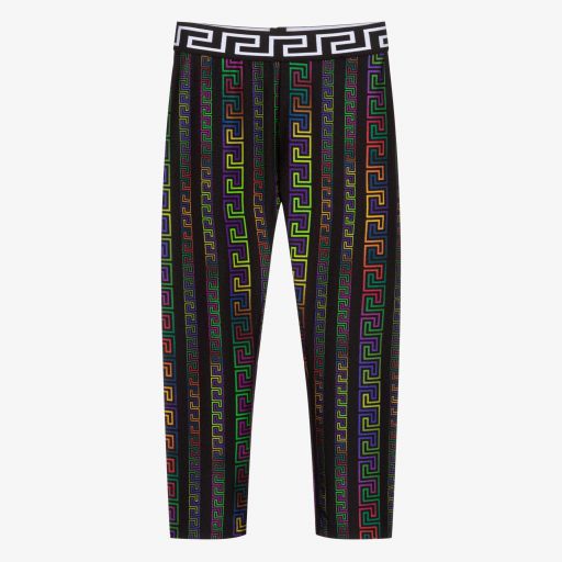 Versace-Black Greek Fret Leggings | Childrensalon Outlet