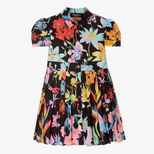 Versace-Black Jardin Cotton Dress  | Childrensalon Outlet