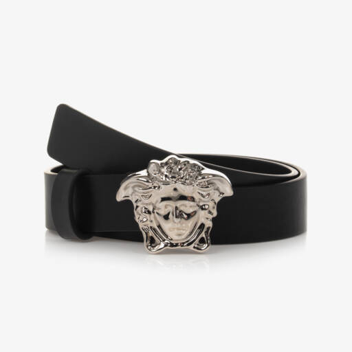 Versace-Black Leather Medusa Belt | Childrensalon Outlet