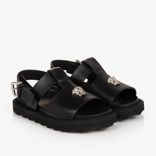 Versace-صندل جلد لون أسود | Childrensalon Outlet