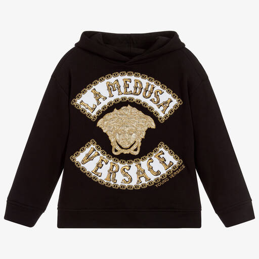 Versace-سويتشيرت لوغو قطن لون أسود للأولاد | Childrensalon Outlet