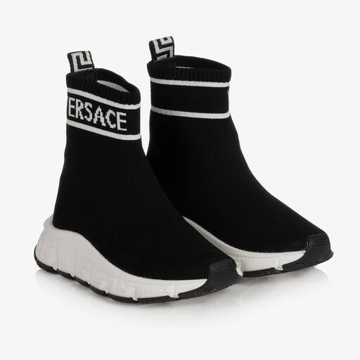 Versace-Black Trigreca Sock Trainers | Childrensalon Outlet