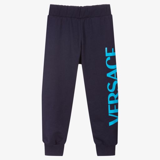 Versace-Blue Cotton Logo Joggers | Childrensalon Outlet