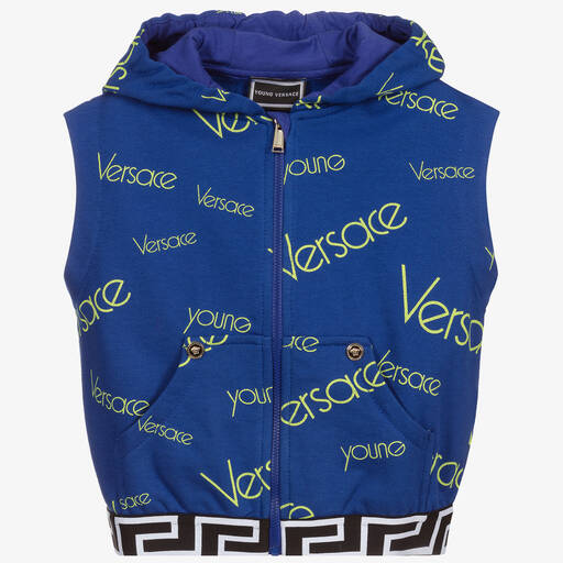 Versace-Blue Logo Zip-Up Top | Childrensalon Outlet