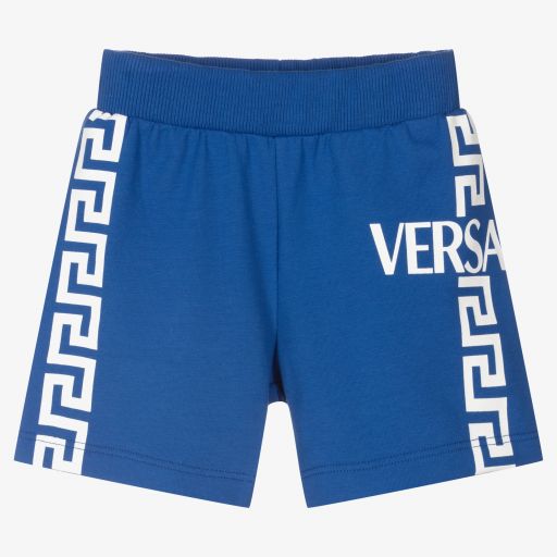 Versace-Blue & White Greca Baby Shorts | Childrensalon Outlet