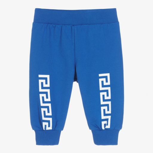 Versace-Blue & White Logo Joggers | Childrensalon Outlet
