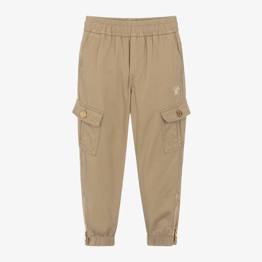 Versace-Boys Beige Cotton Cargo Trousers | Childrensalon Outlet