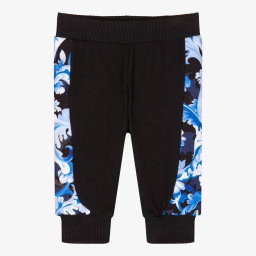 Versace-Черные джоггеры с принтом Barocco для мальчиков | Childrensalon Outlet