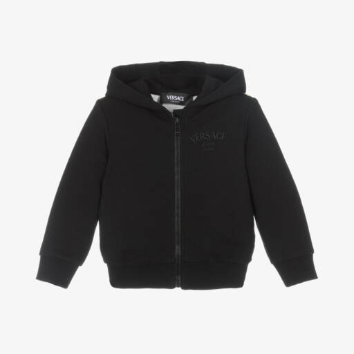 Versace-Boys Black Baroque Zip Hoodie | Childrensalon Outlet